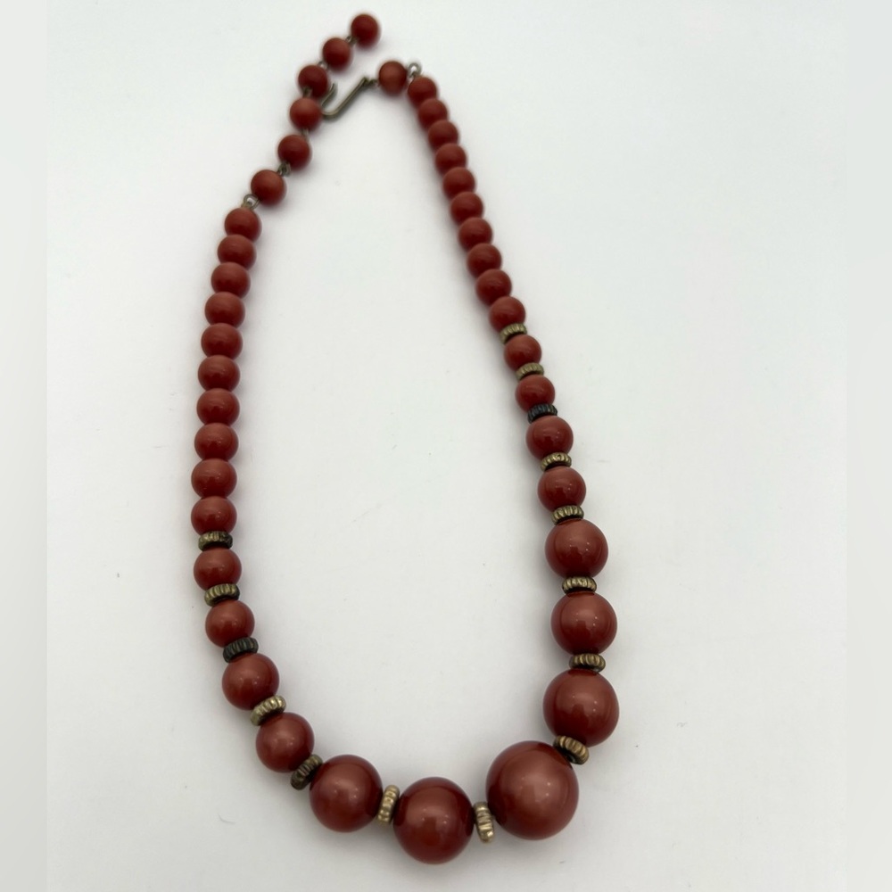 Vintage Moon Glow Plastic Beaded Necklace - Picture 2 of 3